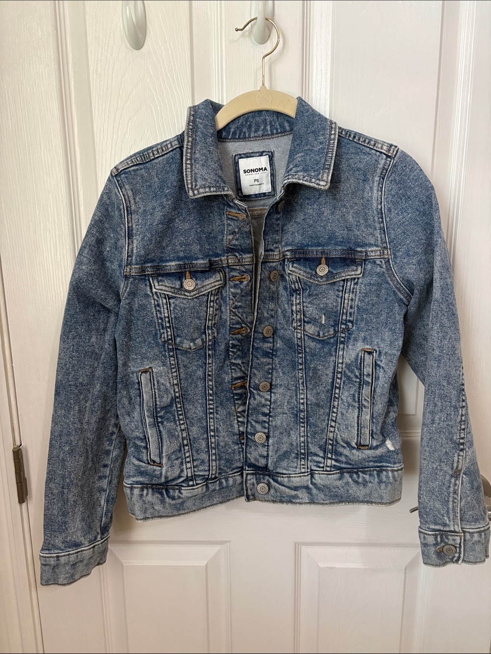 Sonoma Light Blue Acid Wash Denim Jacket Petite women’s
